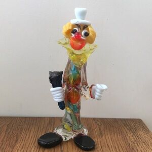 Murano Vintage Glass Clown 8” high